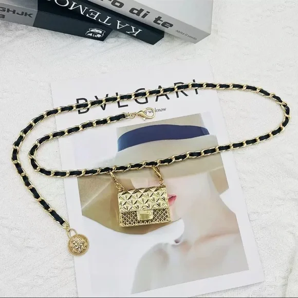 Gold Waist Chain Mini Bag Belt Trendy Viral - Picture 6 of 6